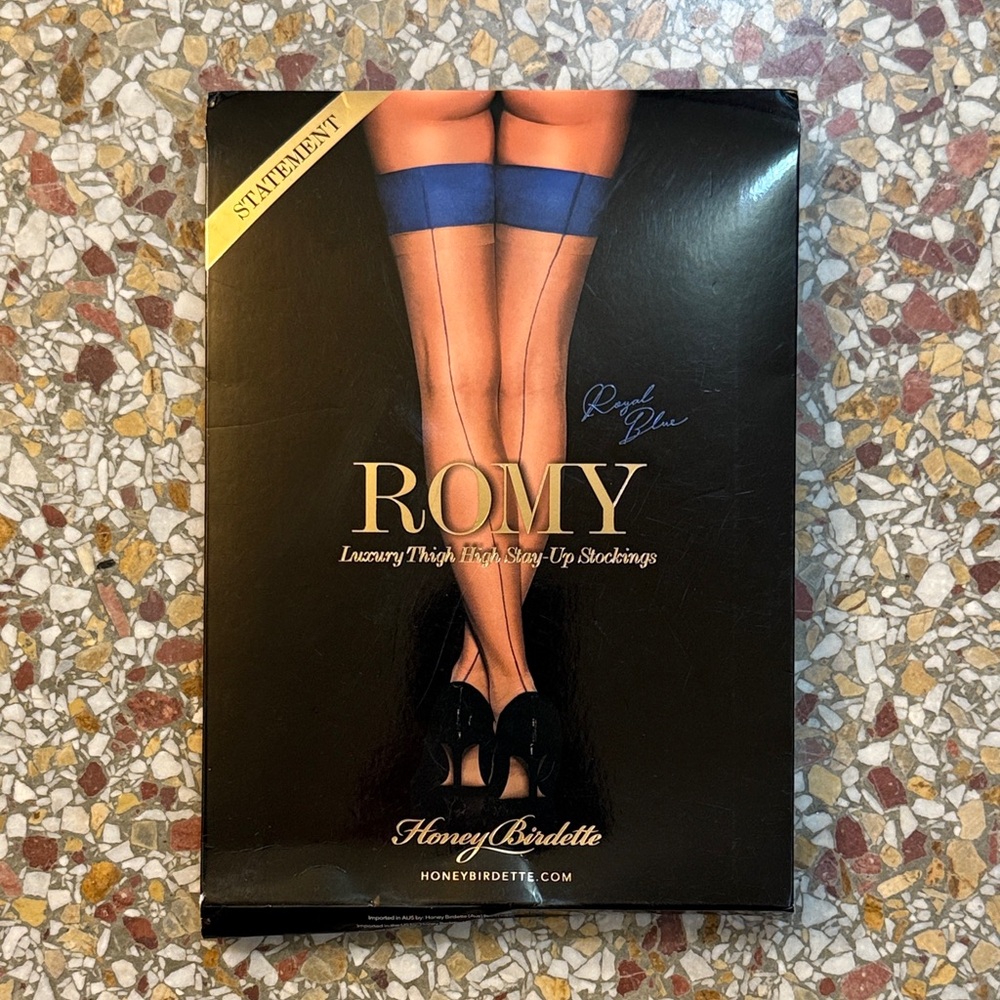 Honey Birdette Royal Blue Luxury Thigh High Stay Up Stockings